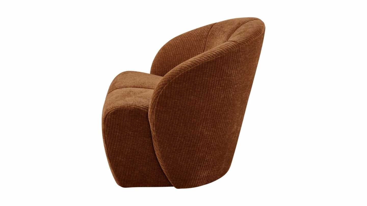 Fauteuil pivotant en tissu bouclé brun rouille - Mojo Fauteuil pivotant en tissu bouclé brun rouille - Mojo