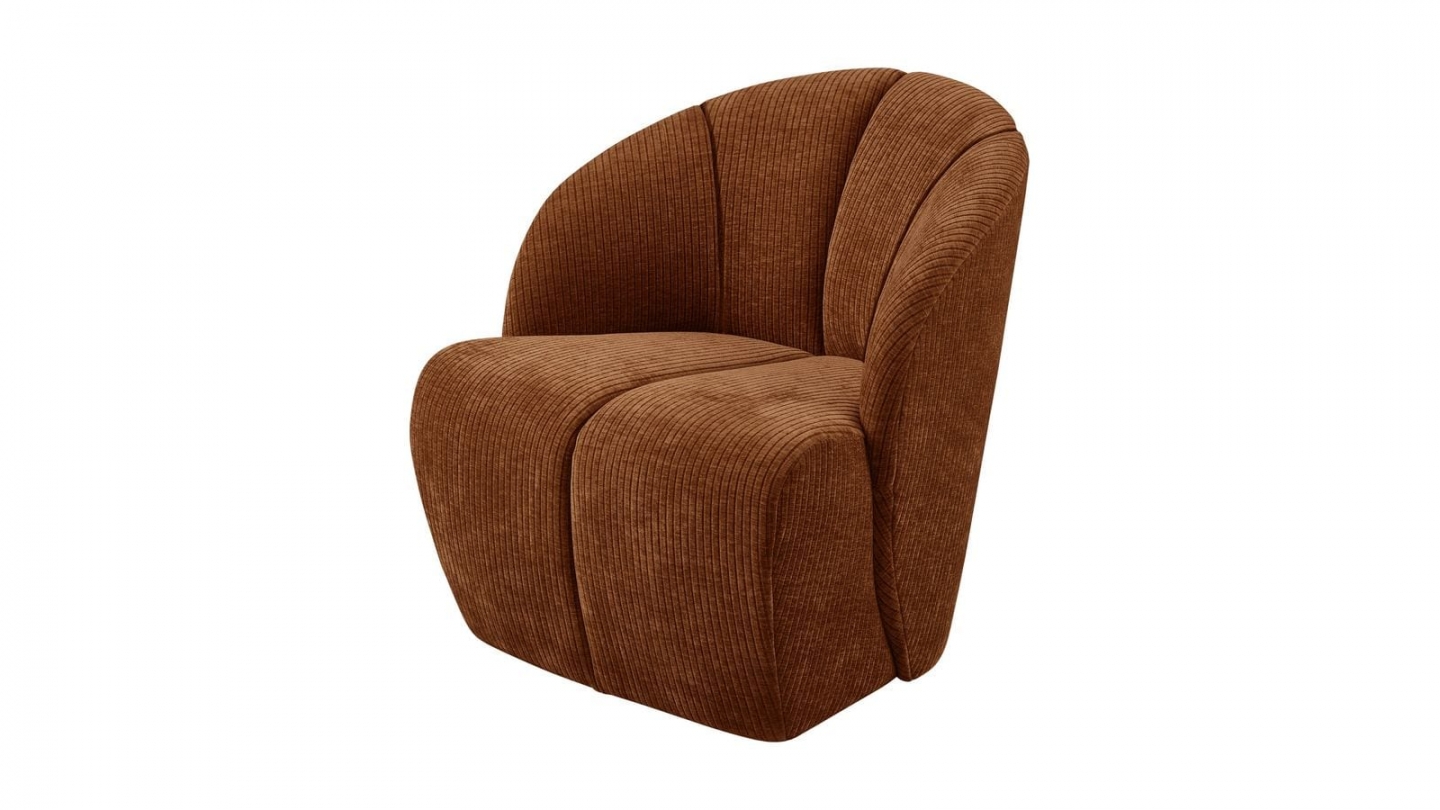 Fauteuil pivotant en tissu bouclé brun rouille - Mojo Fauteuil pivotant en tissu bouclé brun rouille - Mojo