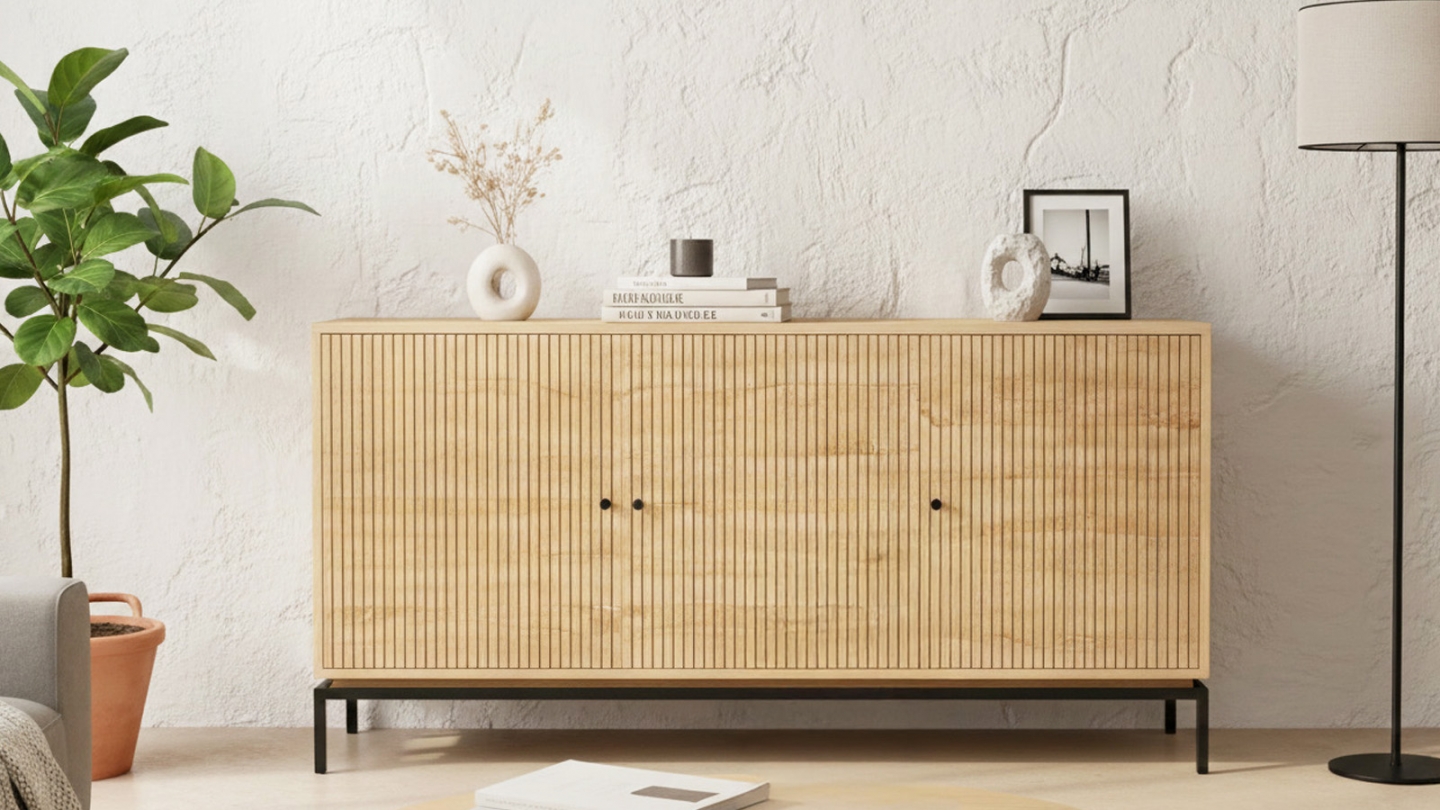 Buffet 3 portes effet bois 160 cm - Talia Buffet 3 portes effet bois 160 cm - Talia