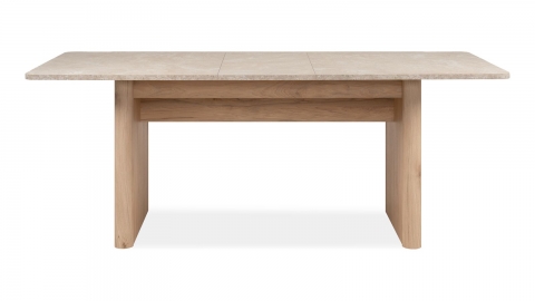Table à manger extensible rectangulaire effet Chêne et Travertin 160/200 cm - Luis
