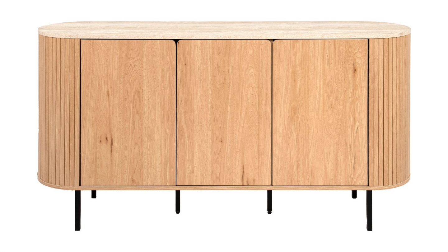 Buffet 2 portes effet Chêne et Travertin 160 cm - Juna Buffet 2 portes effet Chêne et Travertin 160 cm - Juna