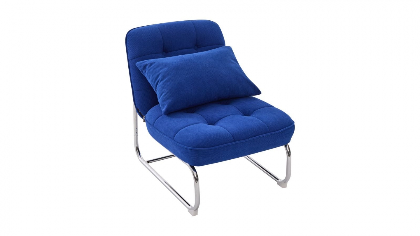 Fauteuil en velours côtelé bleu électrique, piètement chromé - Marvin Fauteuil en velours côtelé bleu électrique, piètement chromé - Marvin
