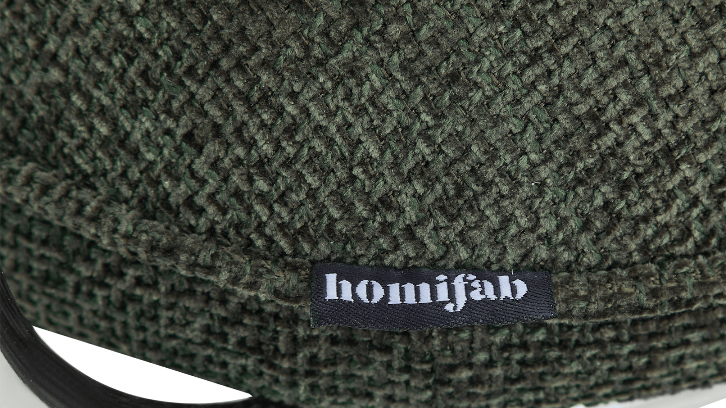 Lot de 2 tabourets de bar en tissu chenille vert, piètement chromé - Lou Lot de 2 tabourets de bar en tissu chenille vert, piètement chromé - Lou