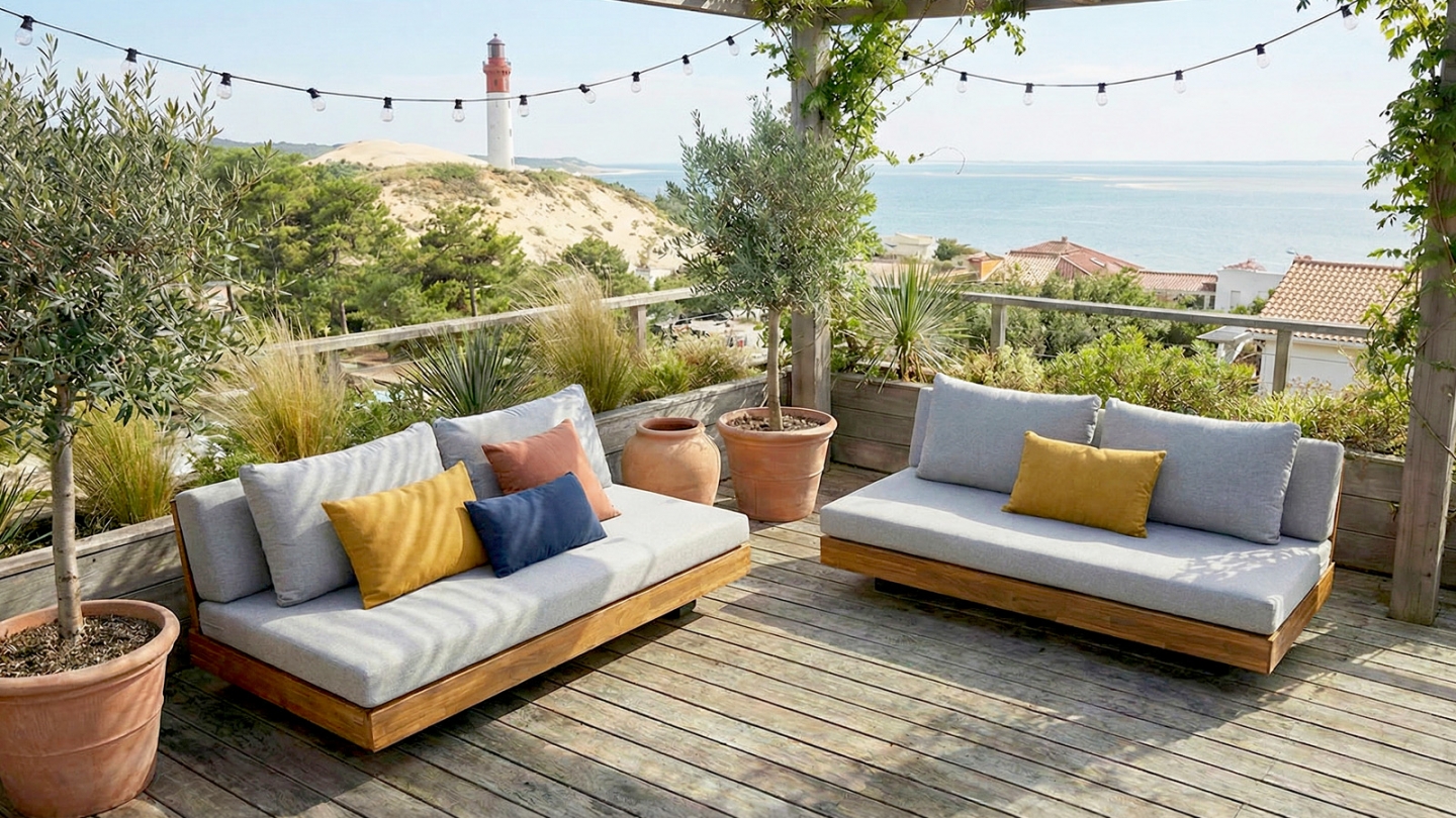 Salon de jardin 4 places en bois FSC - 2 Canapés 2 pl. - Capri Salon de jardin 4 places en bois FSC - 2 Canapés 2 pl. - Capri