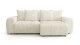 Canapé d'angle convertible réversible 4 places avec coffre de rangement en velours côtelé beige - Rivoli