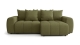 Canapé d'angle convertible réversible 4 places avec coffre de rangement en tissu chenille vert olive - Rivoli