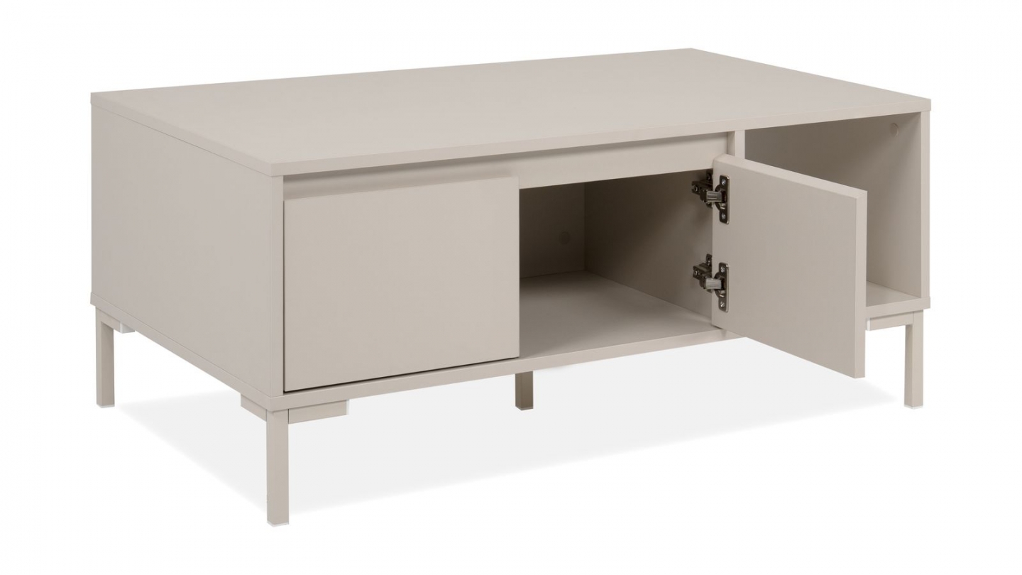 Table basse 2 portes 1 niche beige 100 cm - Ronda Table basse 2 portes 1 niche beige 100 cm - Ronda
