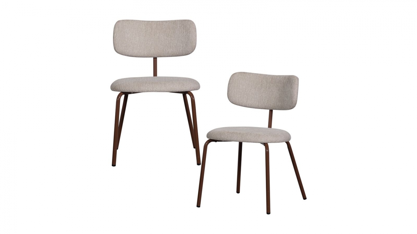 Lot de 2 chaises de salle à manger moderne en tissu tissé écru - Travis Lot de 2 chaises de salle à manger moderne en tissu tissé écru - Travis
