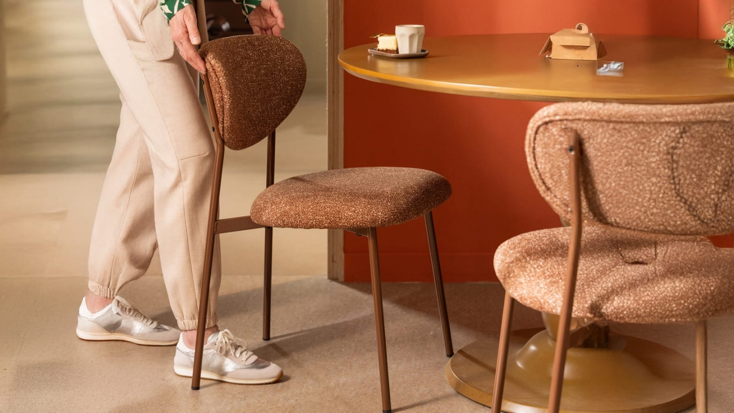 Lot de 2 chaises de salle à manger en tissu tissé marron - Valor Lot de 2 chaises de salle à manger en tissu tissé marron - Valor