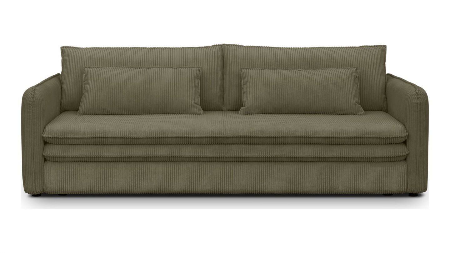 Canapé convertible 3 places en velours côtelé vert kaki - Baya Canapé convertible 3 places en velours côtelé vert kaki - Baya