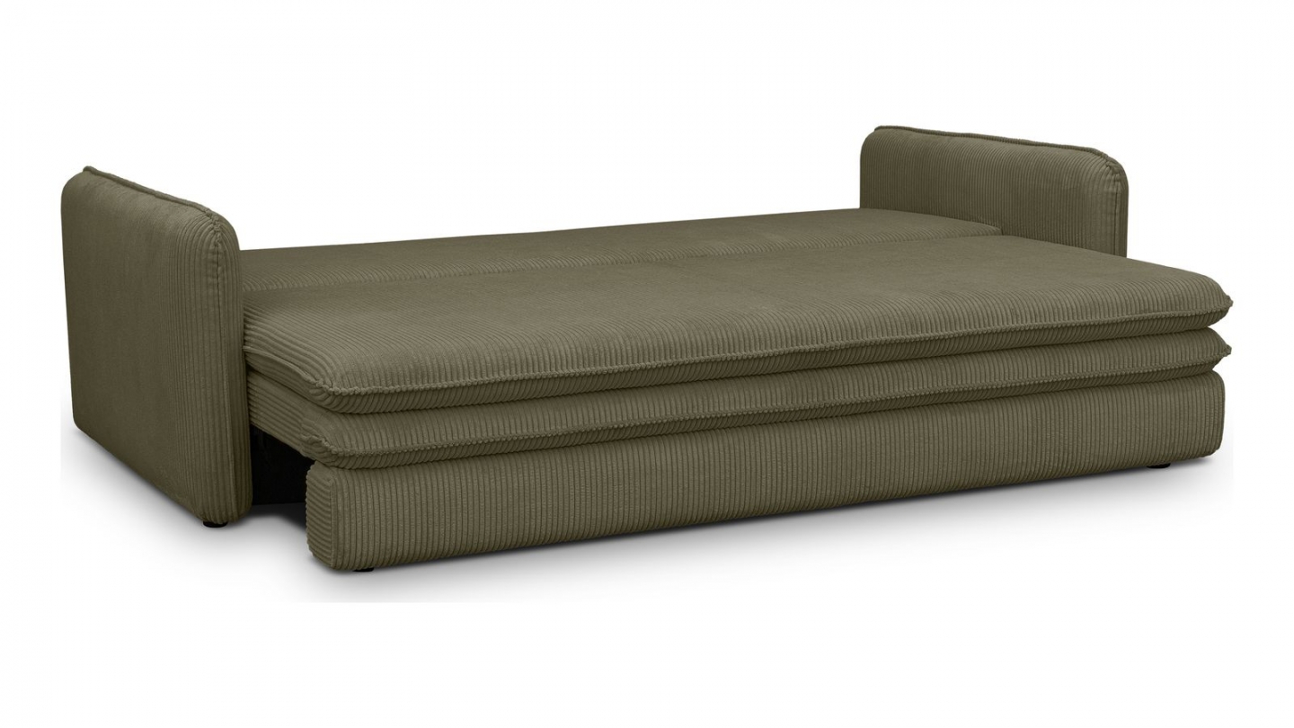Canapé convertible 3 places en velours côtelé vert kaki - Baya Canapé convertible 3 places en velours côtelé vert kaki - Baya