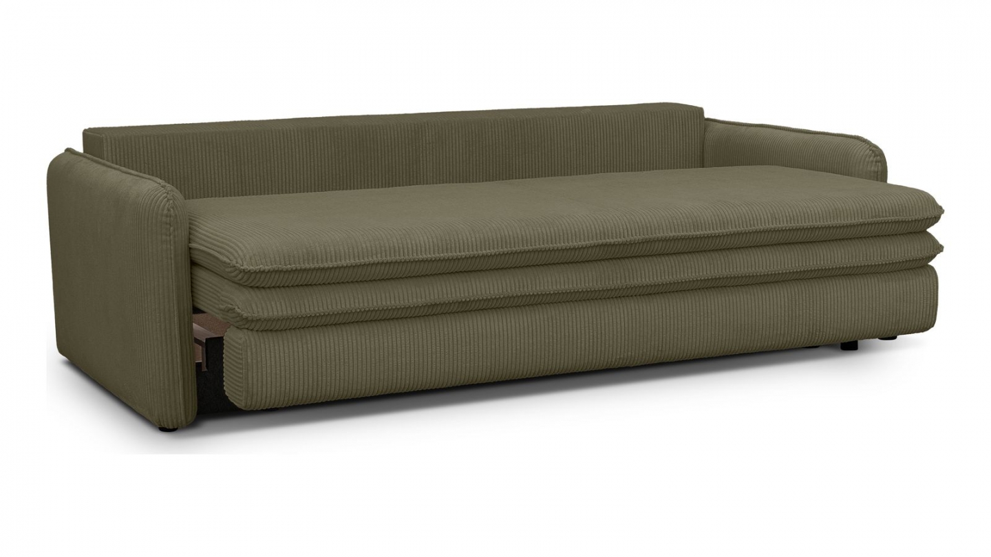 Canapé convertible 3 places en velours côtelé vert kaki - Baya Canapé convertible 3 places en velours côtelé vert kaki - Baya