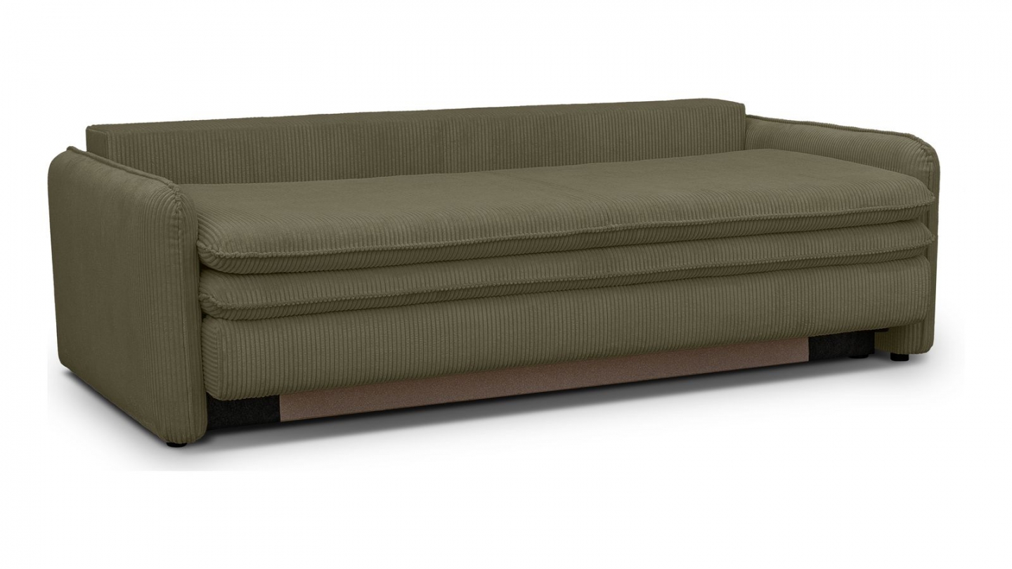 Canapé convertible 3 places en velours côtelé vert kaki - Baya Canapé convertible 3 places en velours côtelé vert kaki - Baya