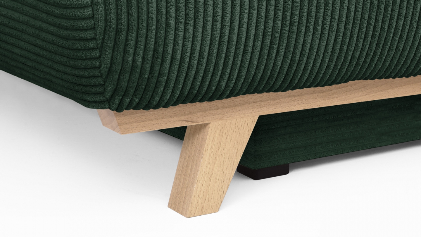 EN ARRET - Canapé convertible 3 places avec coffre de rangement en velours côtelé vert - Laria EN ARRET - Canapé convertible 3 places avec coffre de rangement en velours côtelé vert - Laria