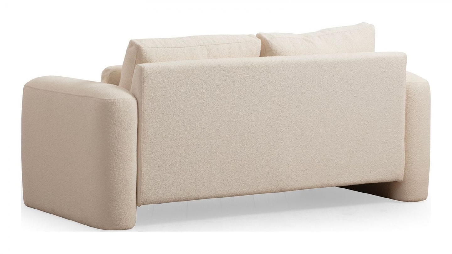 Canapé droit 2 places en tissu teddy beige - Amaya Canapé droit 2 places en tissu teddy beige - Amaya