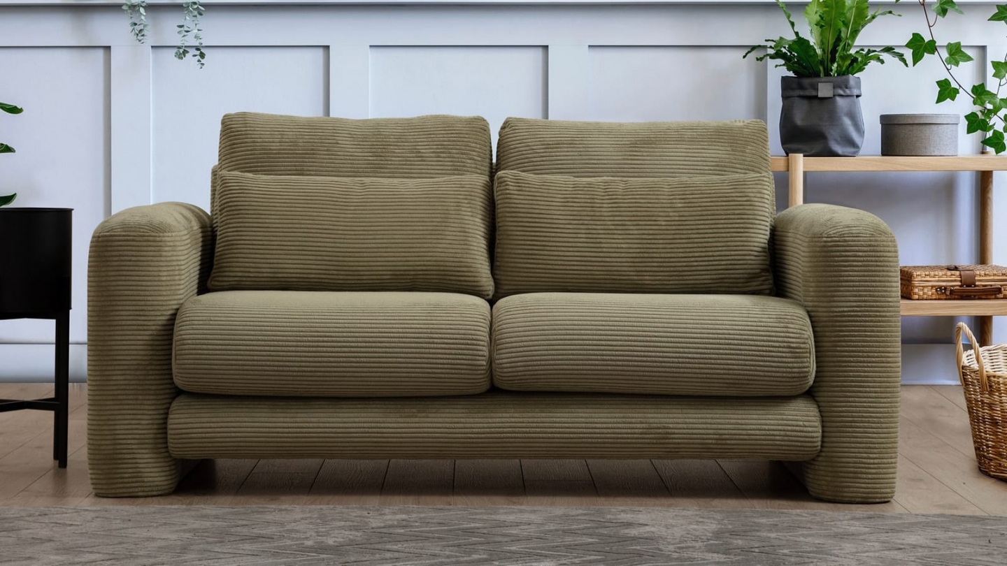 Canapé droit 2 places en velours côtelé vert kaki - Amaya Canapé droit 2 places en velours côtelé vert kaki - Amaya