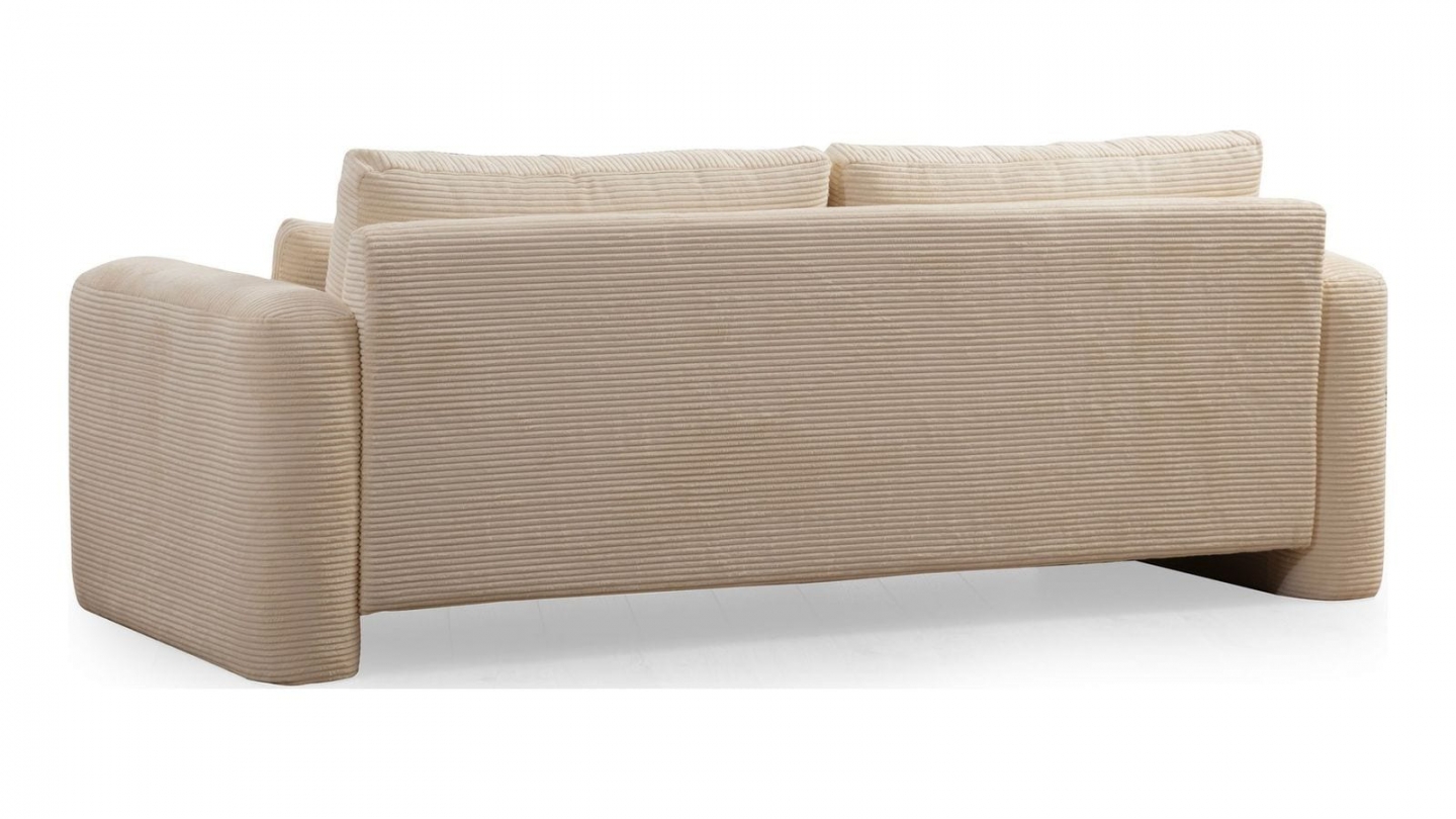 Canapé droit 3 places en velours côtelé beige - Amaya Canapé droit 3 places en velours côtelé beige - Amaya