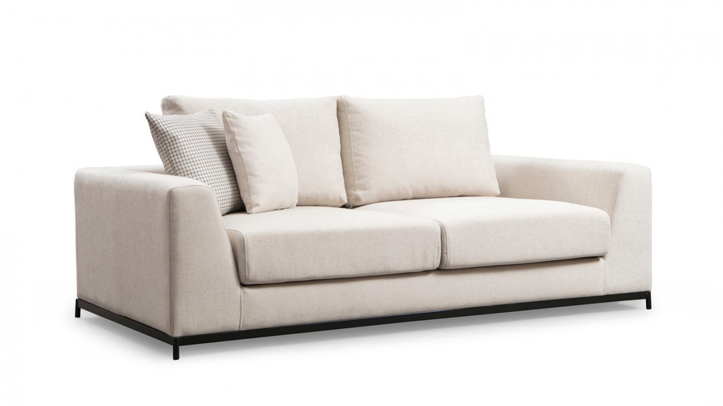 Canapé droit 2 places en tissu beige - Nello Canapé droit 2 places en tissu beige - Nello