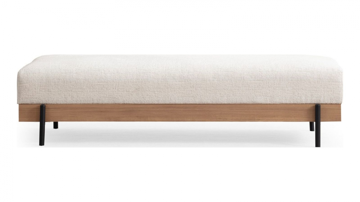 Pouf 2 places en tissu beige - Giada Pouf 2 places en tissu beige - Giada