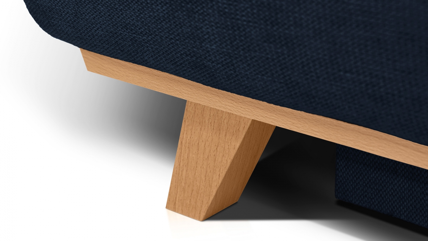 Canapé convertible 3 places avec coffre de rangement en tissu chenille bleu foncé - Laria Canapé convertible 3 places avec coffre de rangement en tissu chenille bleu foncé - Laria