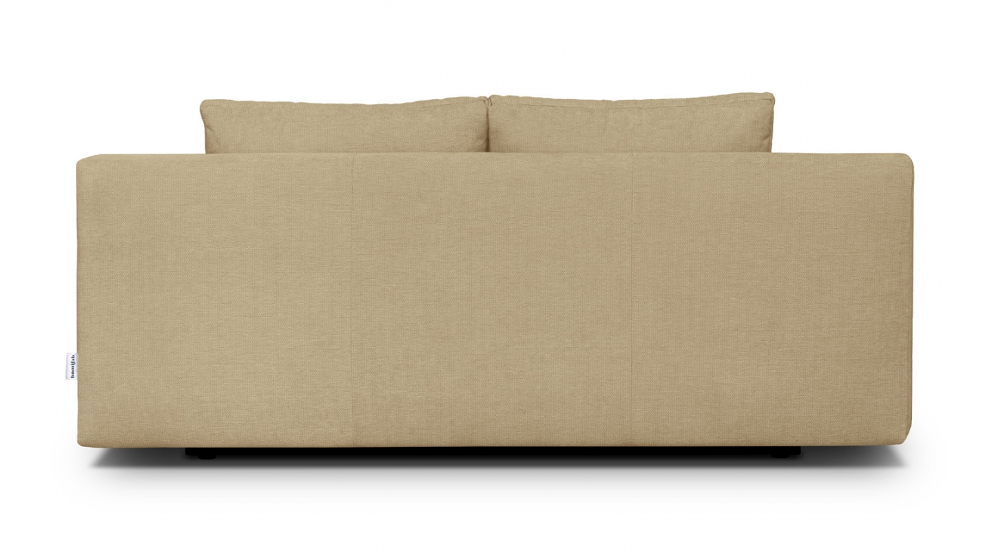 Canapé convertible 3 places avec coffre de rangement en tissu chenille miel - Laria Canapé convertible 3 places avec coffre de rangement en tissu chenille miel - Laria