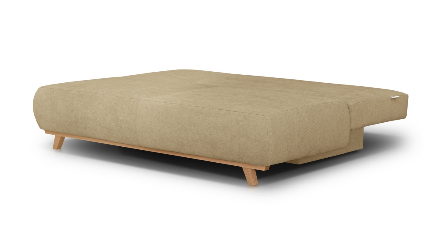 Canapé convertible 3 places avec coffre de rangement en tissu chenille miel - Laria Canapé convertible 3 places avec coffre de rangement en tissu chenille miel - Laria