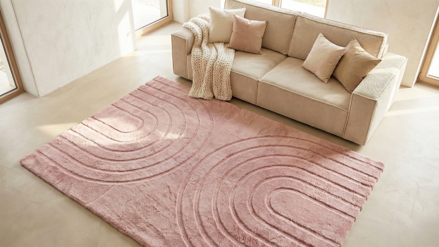 Tapis motif géométrique rose 120x160 cm - Arctic Glow Tapis motif géométrique rose 120x160 cm - Arctic Glow