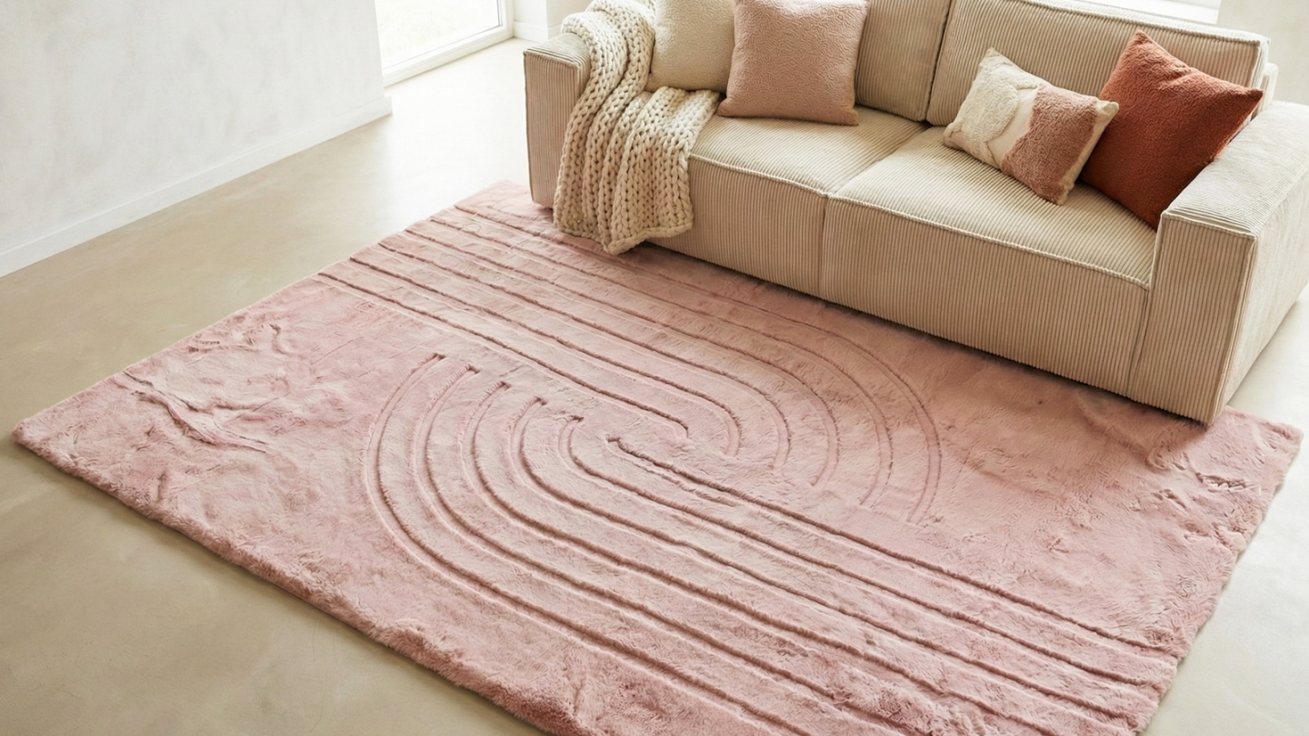 Tapis motif géométrique rose 120x160 cm - Snowline Tapis motif géométrique rose 120x160 cm - Snowline