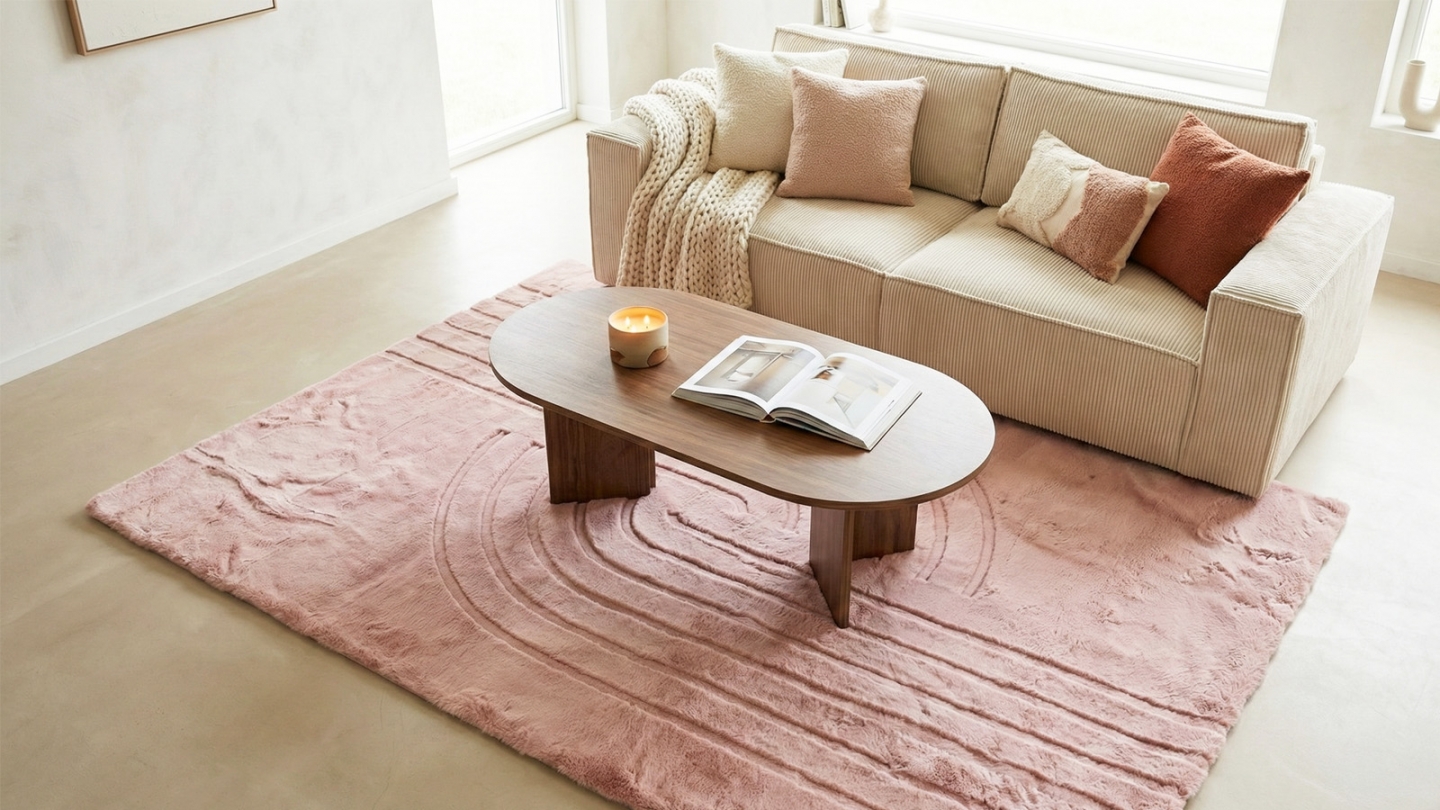 Tapis motif géométrique rose 120x160 cm - Snowline Tapis motif géométrique rose 120x160 cm - Snowline