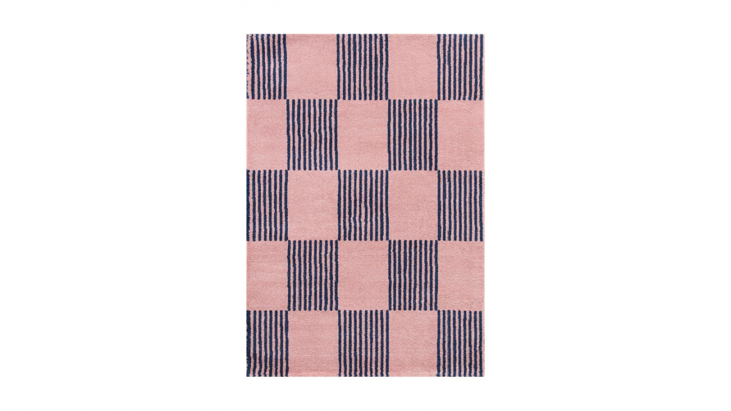 Tapis rétro damniere bleu 200x280 cm - Pop Vibes Tapis rétro damniere bleu 200x280 cm - Pop Vibes