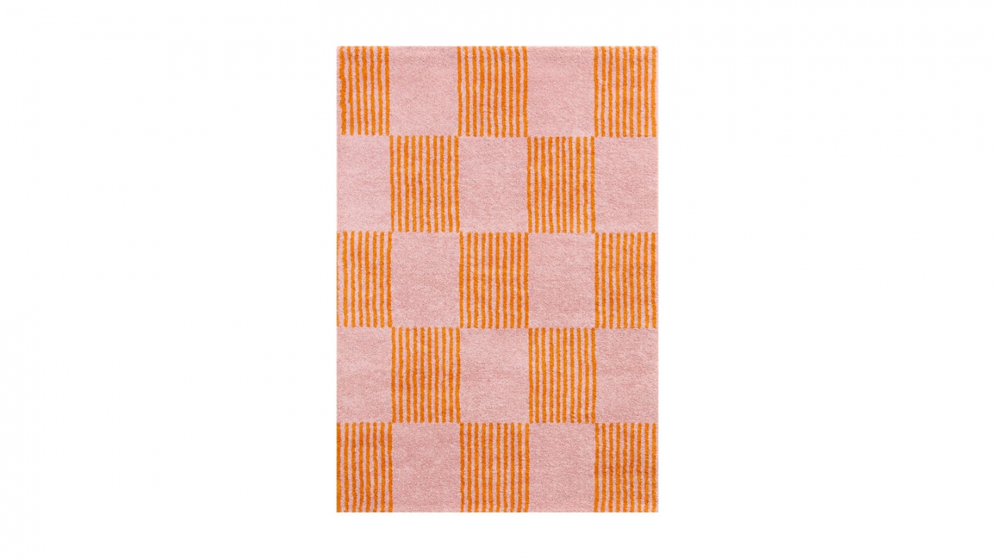 Tapis rétro damniere orange 120x160 cm - Pop Vibes Tapis rétro damniere orange 120x160 cm - Pop Vibes