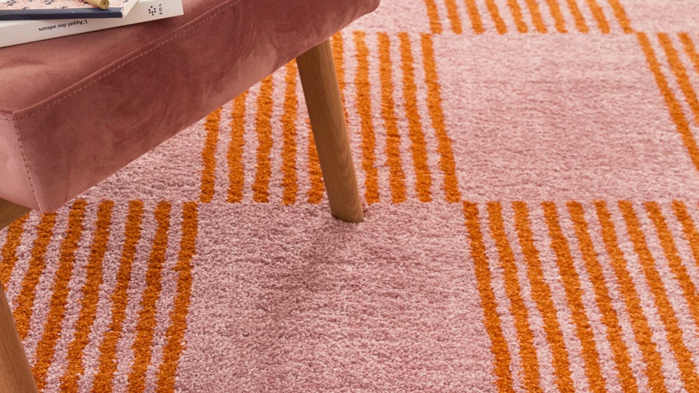Tapis rétro damniere orange 120x160 cm - Pop Vibes Tapis rétro damniere orange 120x160 cm - Pop Vibes