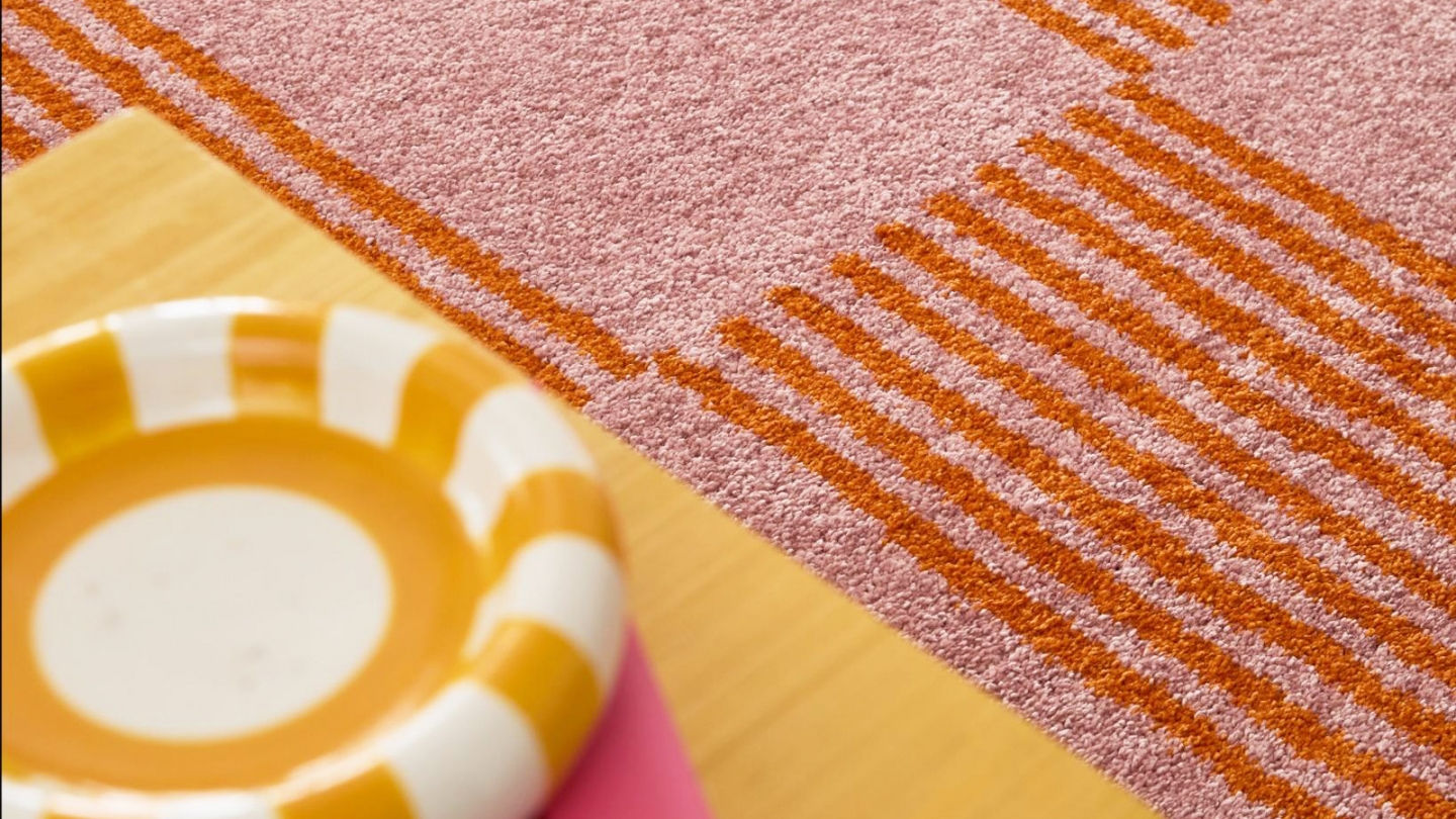 Tapis rétro damniere orange 80x140 cm - Pop Vibes Tapis rétro damniere orange 80x140 cm - Pop Vibes