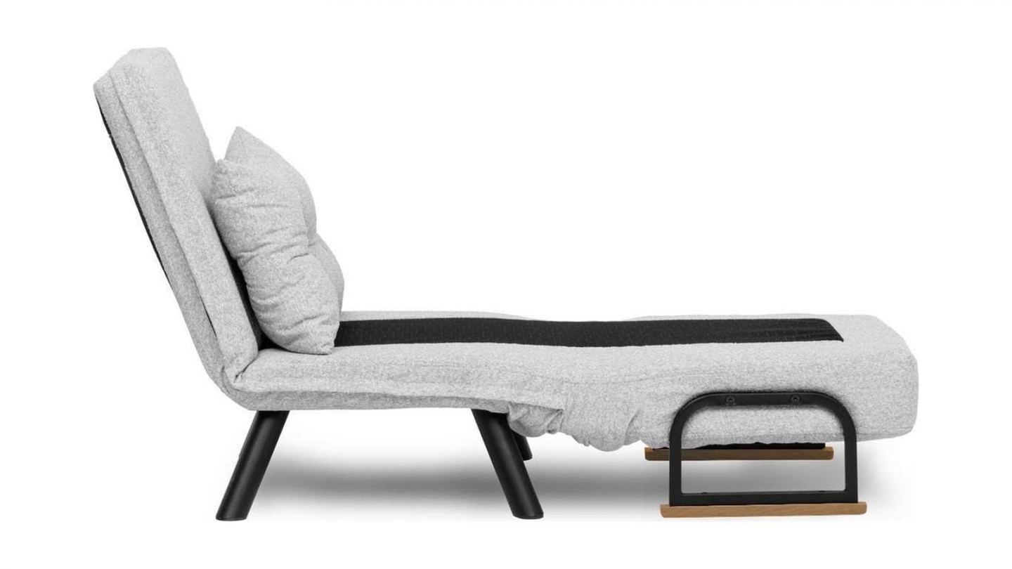 Fauteuil convertible avec dossier réglable en tissu teddy gris - Enea Fauteuil convertible avec dossier réglable en tissu teddy gris - Enea