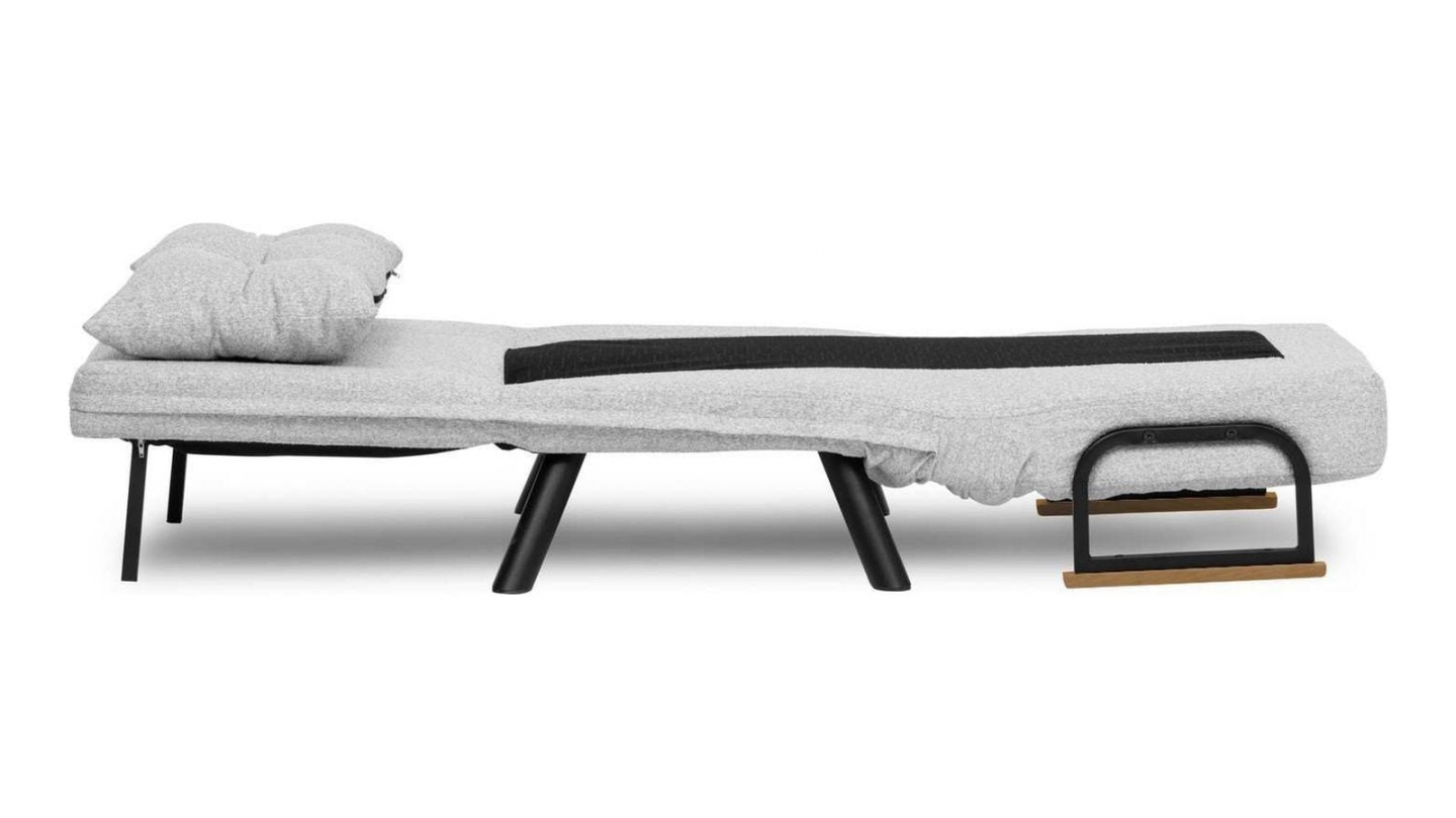 Fauteuil convertible avec dossier réglable en tissu teddy gris - Enea Fauteuil convertible avec dossier réglable en tissu teddy gris - Enea