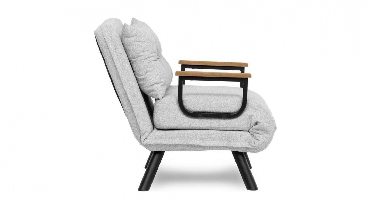 Fauteuil convertible avec dossier réglable en tissu teddy gris - Enea Fauteuil convertible avec dossier réglable en tissu teddy gris - Enea