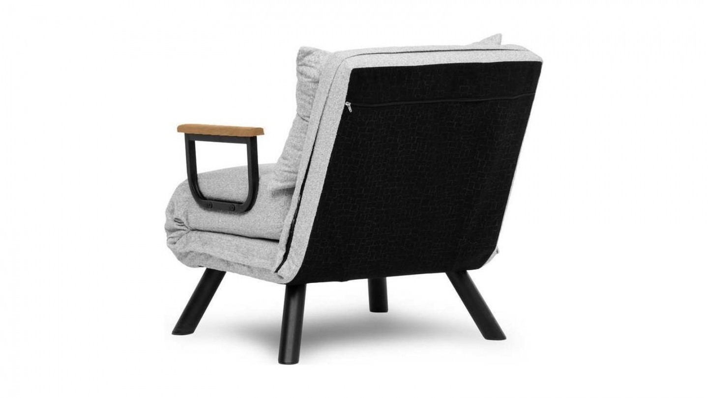 Fauteuil convertible avec dossier réglable en tissu teddy gris - Enea Fauteuil convertible avec dossier réglable en tissu teddy gris - Enea