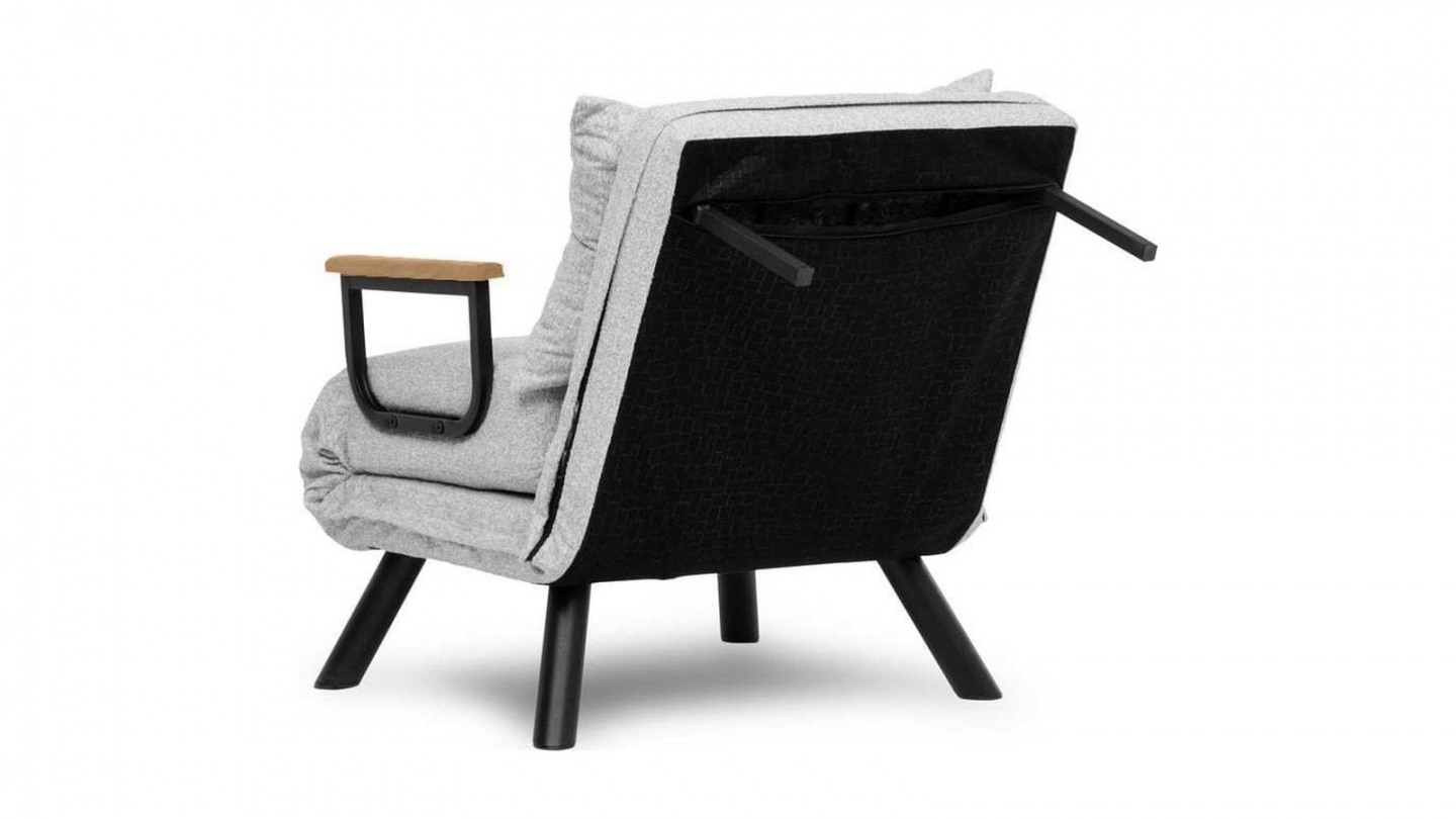 Fauteuil convertible avec dossier réglable en tissu teddy gris - Enea Fauteuil convertible avec dossier réglable en tissu teddy gris - Enea