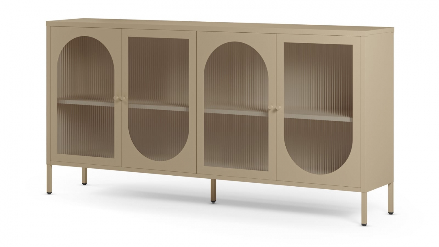 Buffet 4 portes en métal beige 160 cm - Ysia Buffet 4 portes en métal beige 160 cm - Ysia