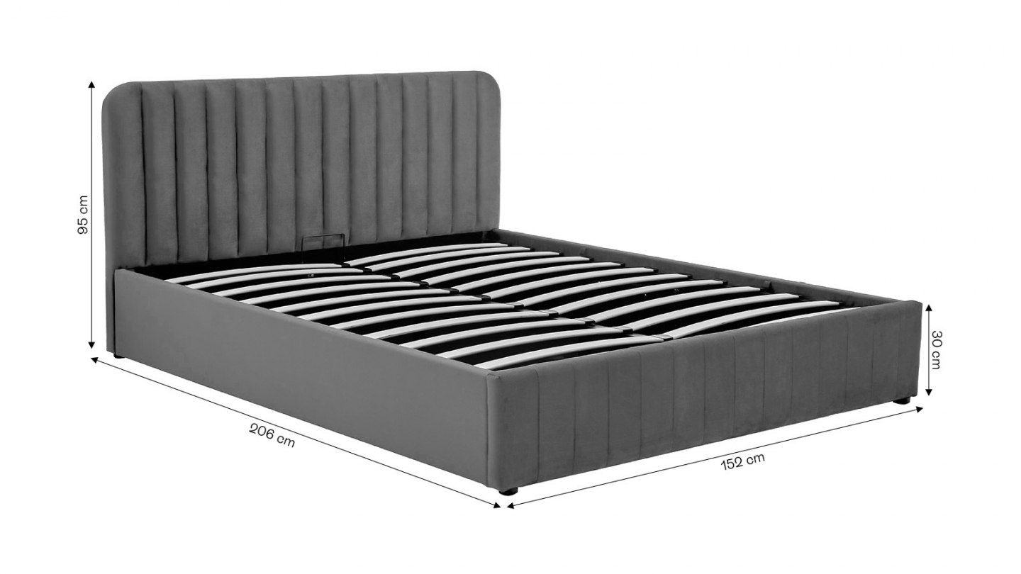 Lit coffre adulte 140x190 cm avec tête de lit capitonnée en velours bleu nuit - Ava Lit coffre adulte 140x190 cm avec tête de lit capitonnée en velours bleu nuit - Ava