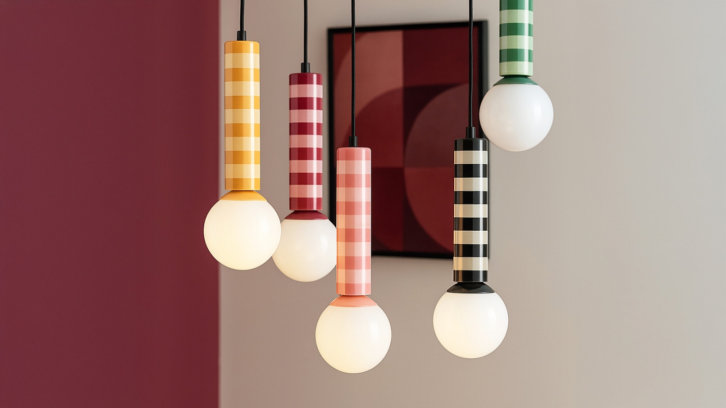 Suspension en métal rayée rose - Rayado Suspension en métal rayée rose - Rayado