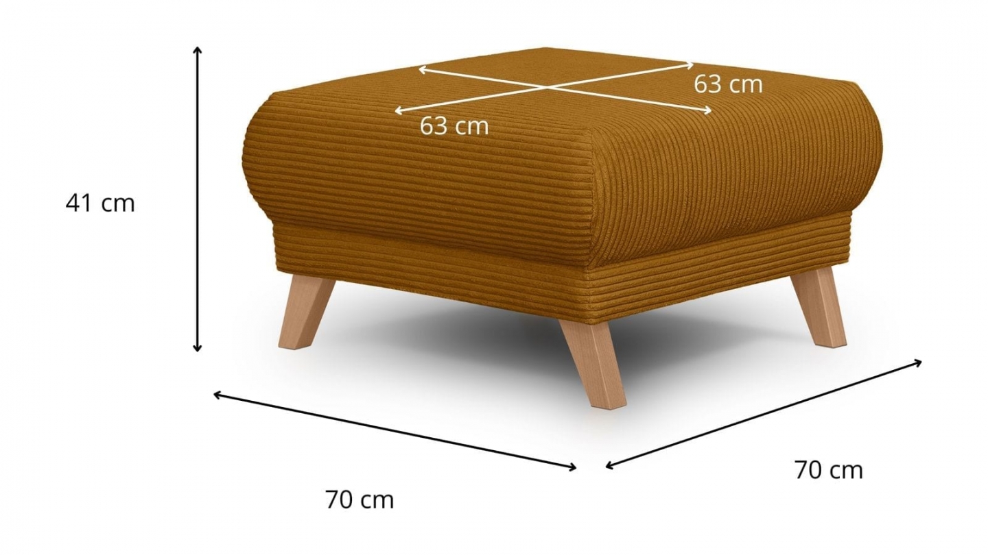 Pouf en velours côtelé jaune moutarde - Laria Pouf en velours côtelé jaune moutarde - Laria