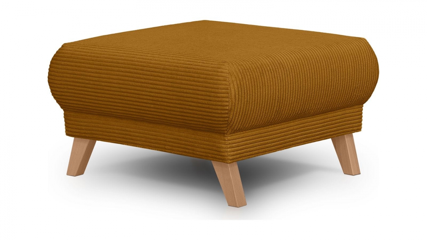 Pouf en velours côtelé jaune moutarde - Laria Pouf en velours côtelé jaune moutarde - Laria