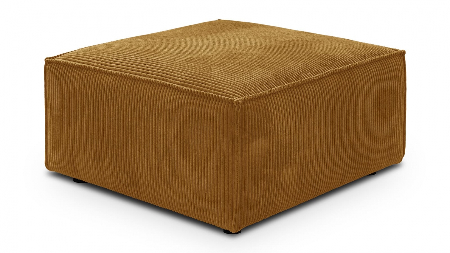 Pouf en velours côtelé jaune moutarde - Emma Pouf en velours côtelé jaune moutarde - Emma