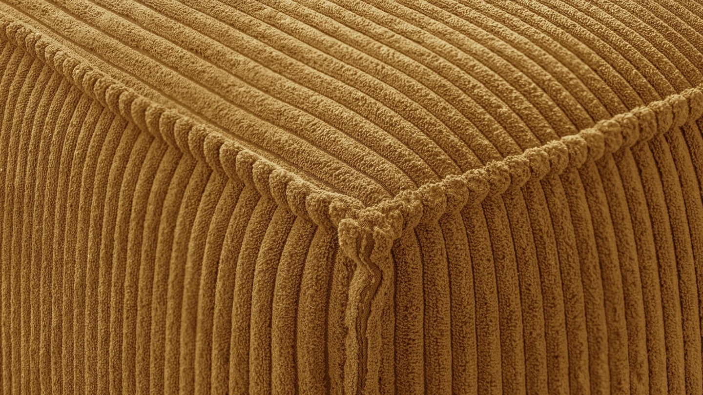 Pouf en velours côtelé jaune moutarde - Emma Pouf en velours côtelé jaune moutarde - Emma