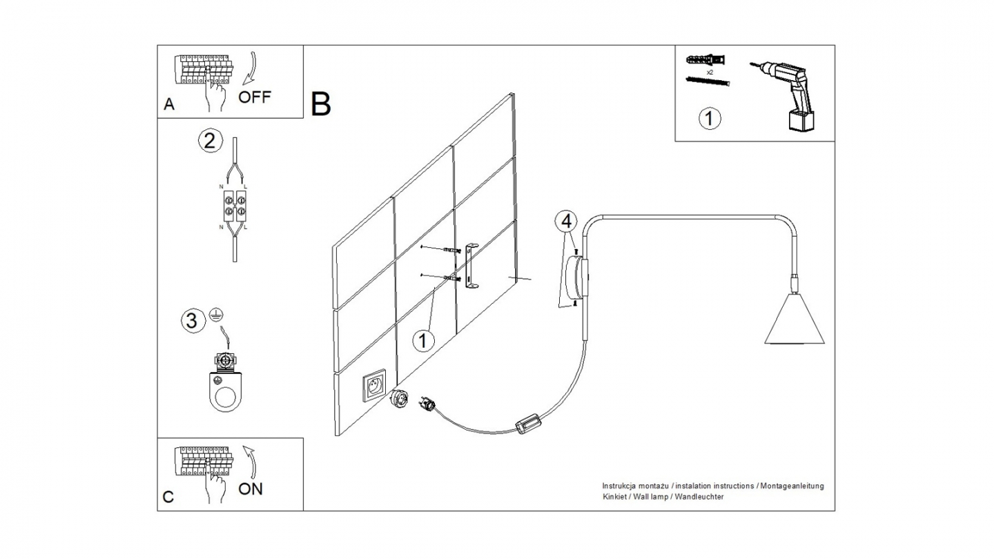 Applique murale à bras orientable noire - Nox Applique murale à bras orientable noire - Nox