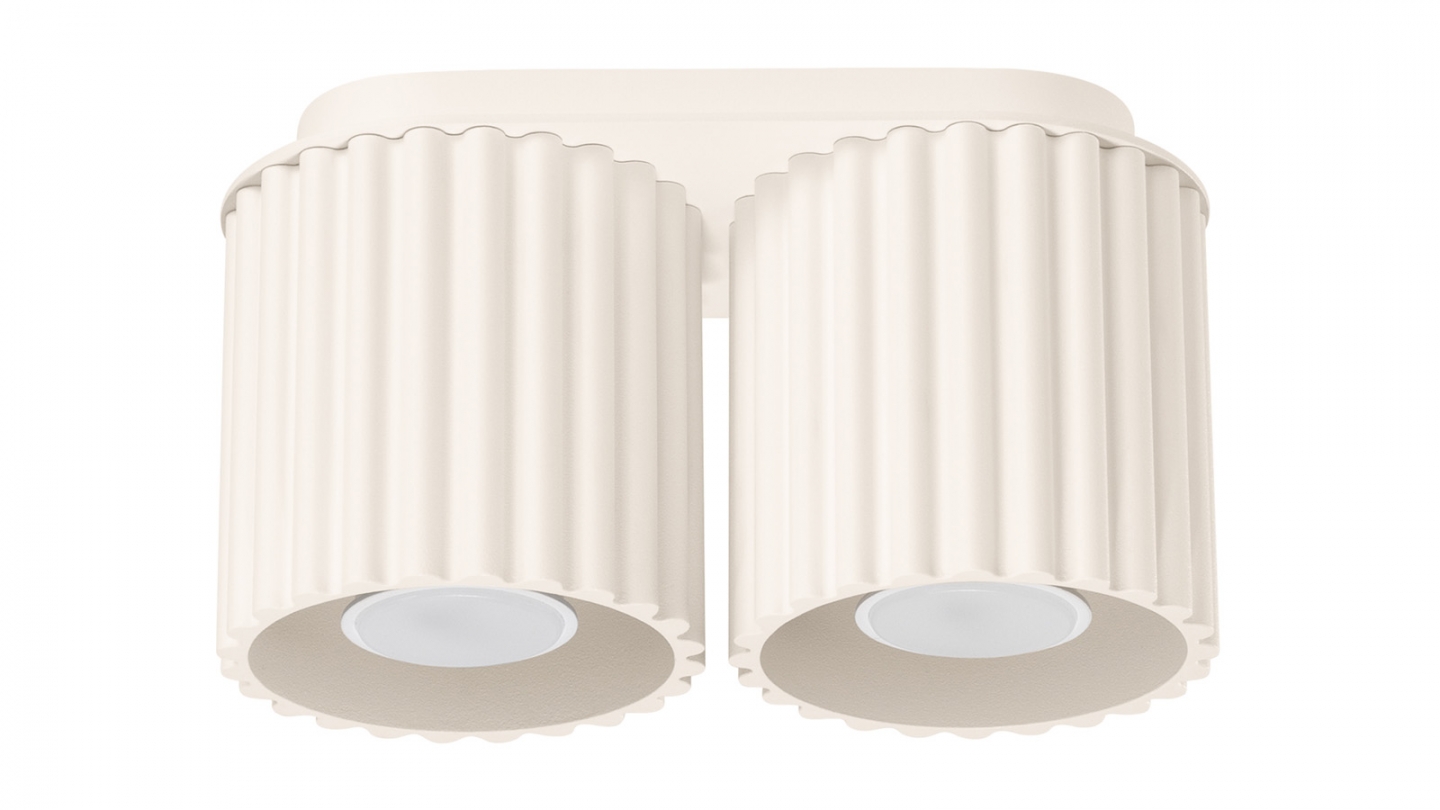 Plafonnier cannelé 2 lumières beige - Aura Plafonnier cannelé 2 lumières beige - Aura