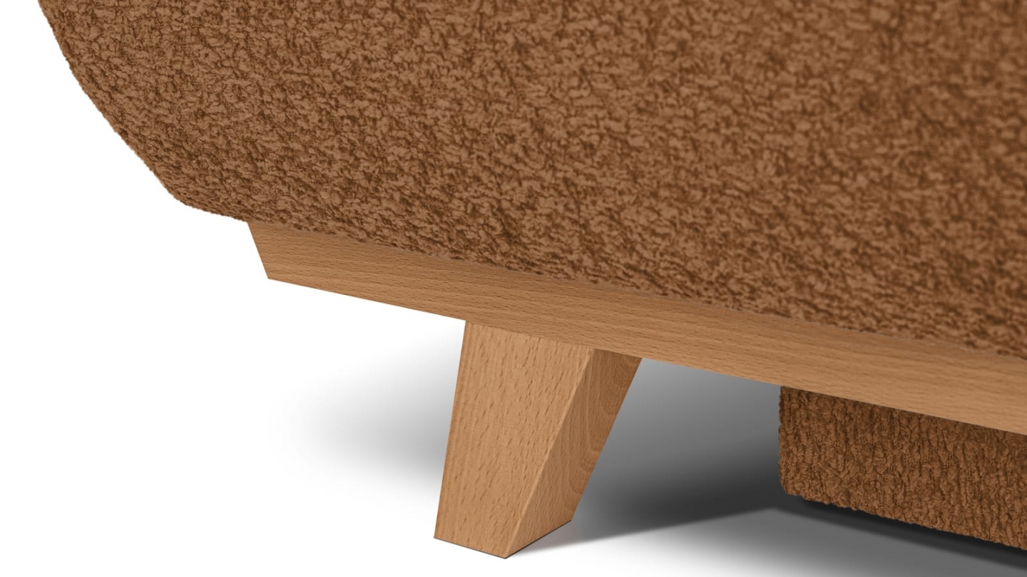 Canapé convertible 3 places avec coffre de rangement en tissu bouclé rouille - Laria Canapé convertible 3 places avec coffre de rangement en tissu bouclé rouille - Laria