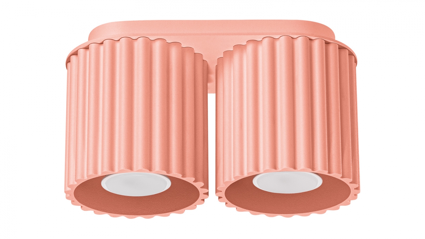 Plafonnier cannelé 2 lumières pêche - Aura Plafonnier cannelé 2 lumières pêche - Aura