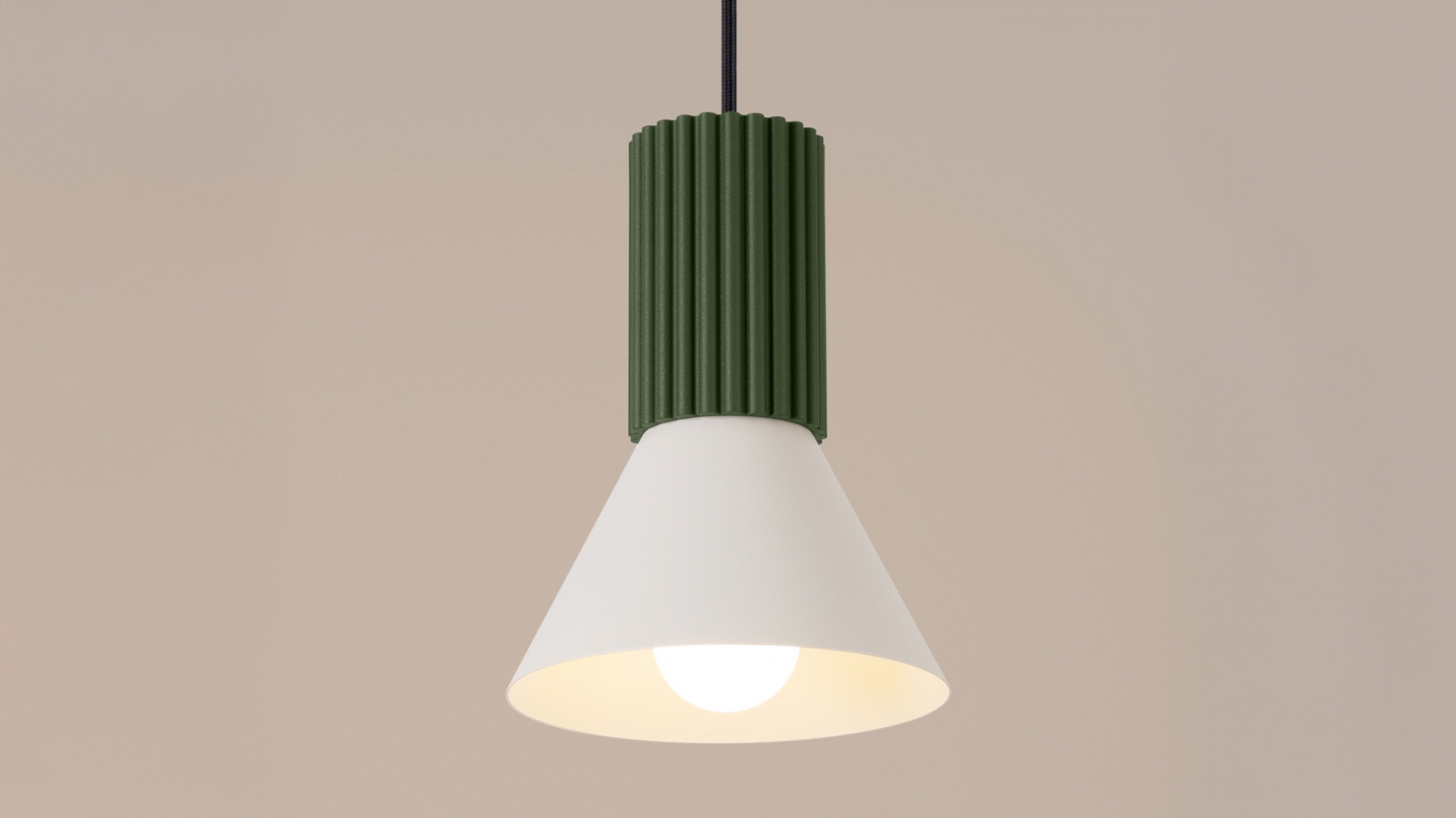 Suspension cannelée beige / vert olive - Estria Suspension cannelée beige / vert olive - Estria